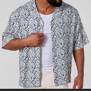 YoungLA Blue and White Patterned Men's Shirt